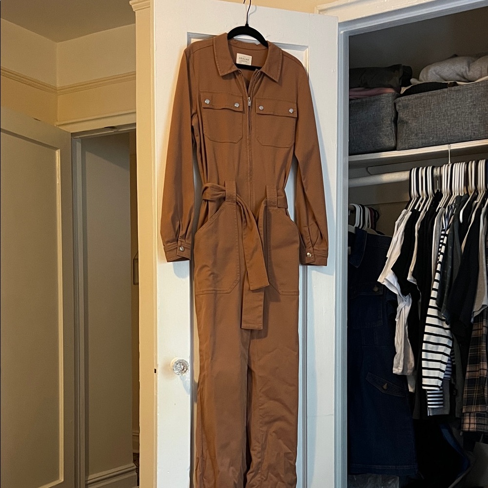 Sezane Tan Utility Jumpsuit